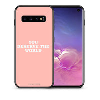 Thumbnail for Θήκη Αγίου Βαλεντίνου Samsung S10+ You Deserve The World από τη Smartfits με σχέδιο στο πίσω μέρος και μαύρο περίβλημα | Samsung S10+ You Deserve The World case with colorful back and black bezels