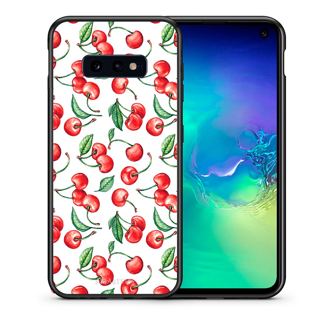 Θήκη Samsung S10e Cherry Summer από τη Smartfits με σχέδιο στο πίσω μέρος και μαύρο περίβλημα | Samsung S10e Cherry Summer case with colorful back and black bezels