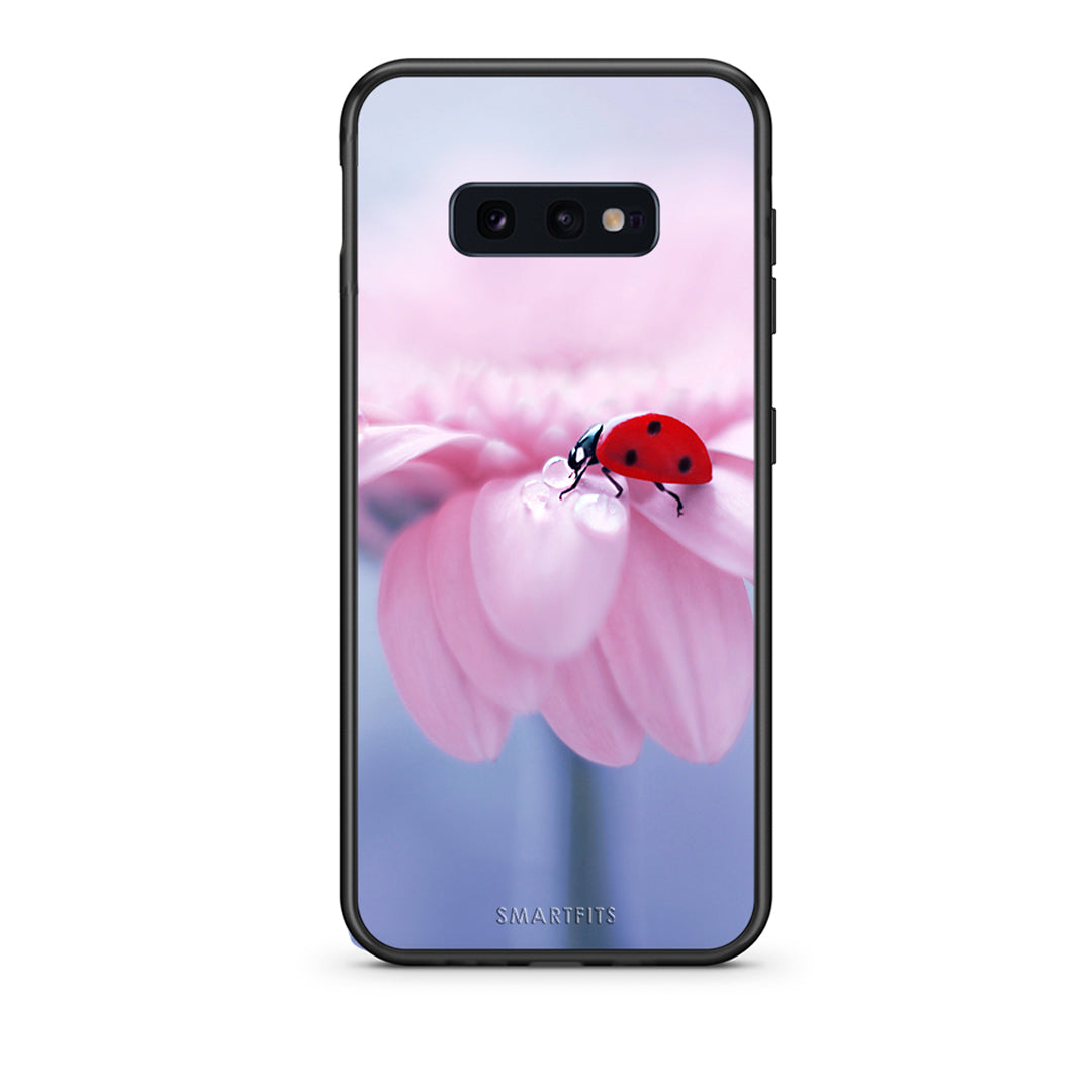 samsung s10e Ladybug Flower θήκη από τη Smartfits με σχέδιο στο πίσω μέρος και μαύρο περίβλημα | Smartphone case with colorful back and black bezels by Smartfits