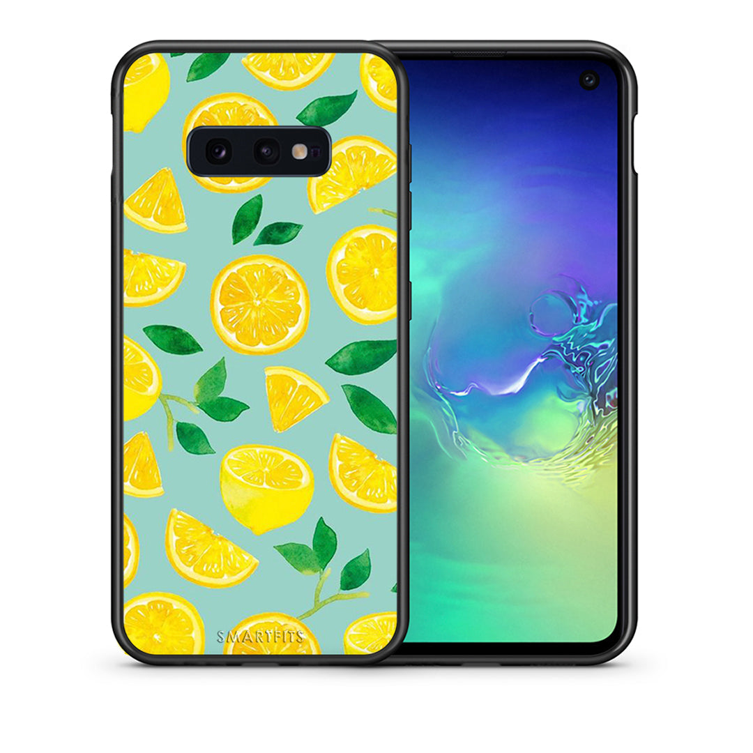 Θήκη Samsung S10e Lemons από τη Smartfits με σχέδιο στο πίσω μέρος και μαύρο περίβλημα | Samsung S10e Lemons case with colorful back and black bezels