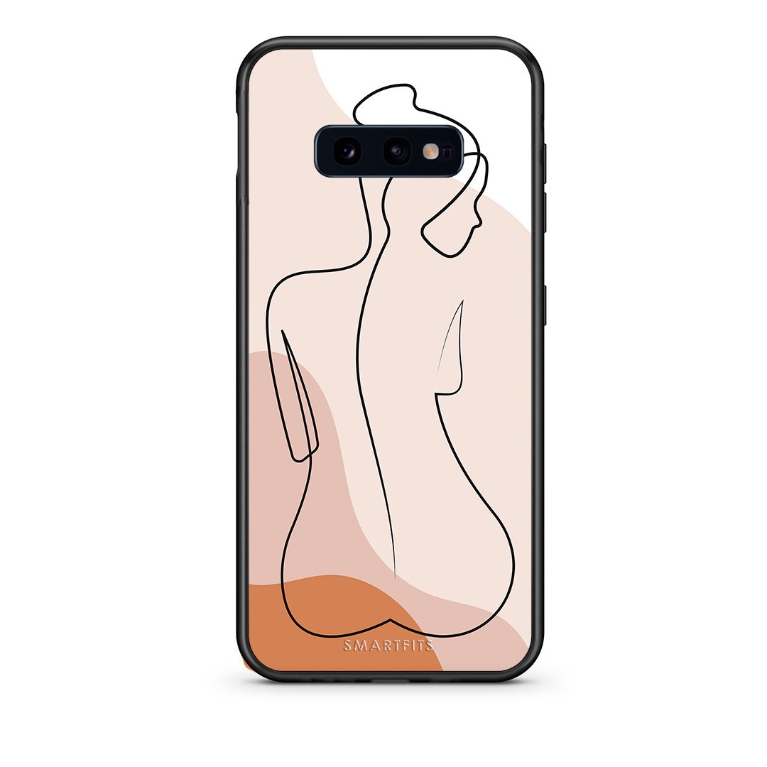 samsung s10e LineArt Woman θήκη από τη Smartfits με σχέδιο στο πίσω μέρος και μαύρο περίβλημα | Smartphone case with colorful back and black bezels by Smartfits