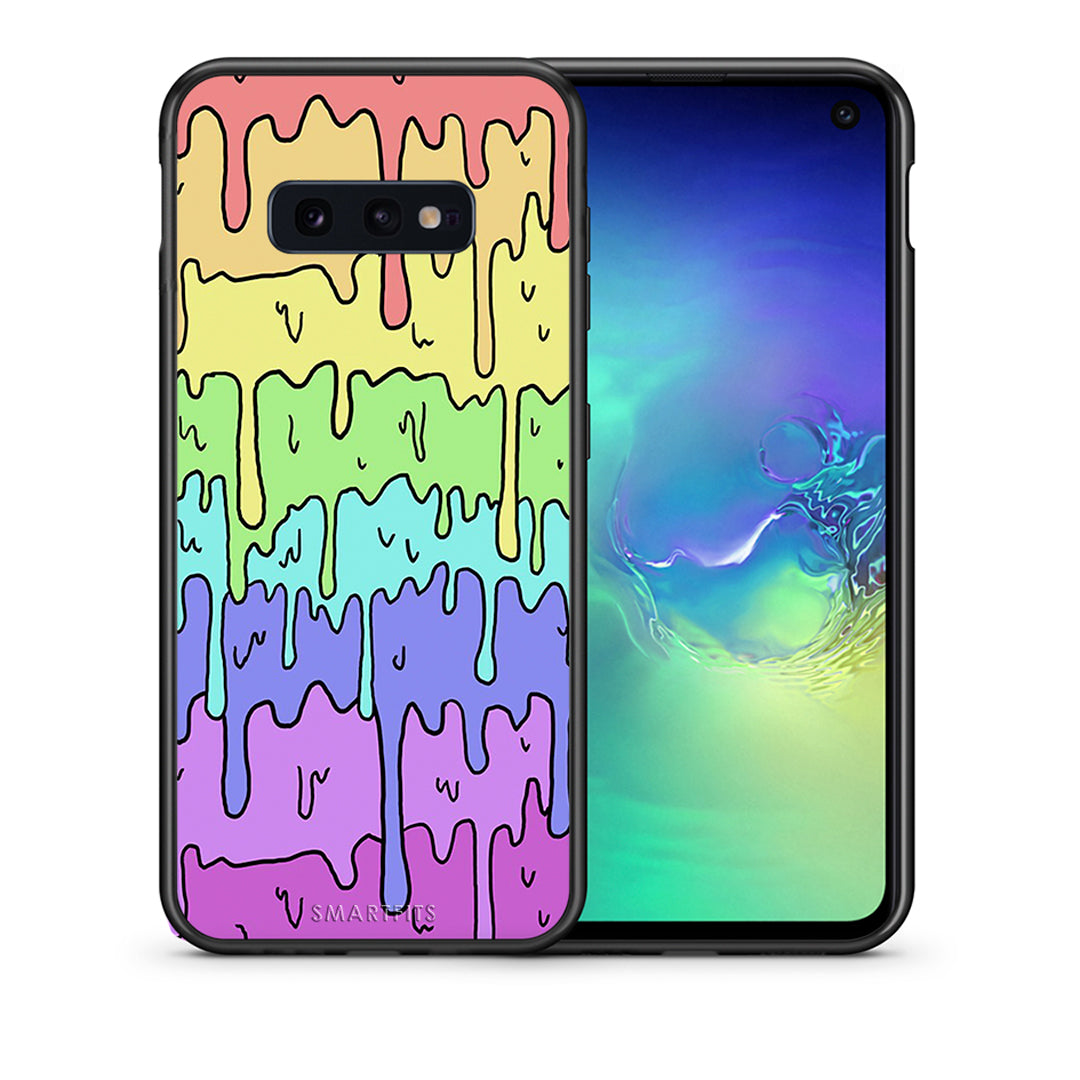 Θήκη Samsung S10e Melting Rainbow από τη Smartfits με σχέδιο στο πίσω μέρος και μαύρο περίβλημα | Samsung S10e Melting Rainbow case with colorful back and black bezels