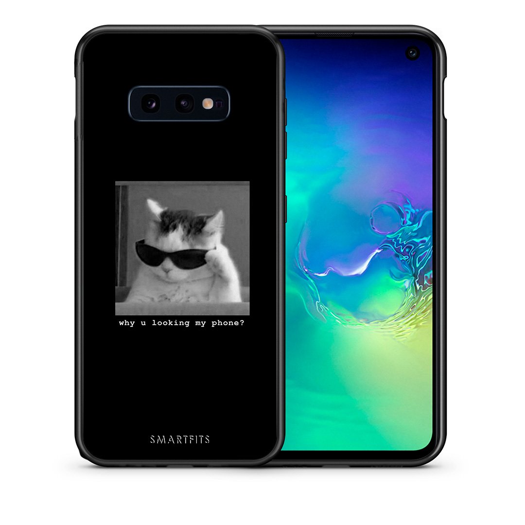 Θήκη Samsung S10e Meme Cat από τη Smartfits με σχέδιο στο πίσω μέρος και μαύρο περίβλημα | Samsung S10e Meme Cat case with colorful back and black bezels