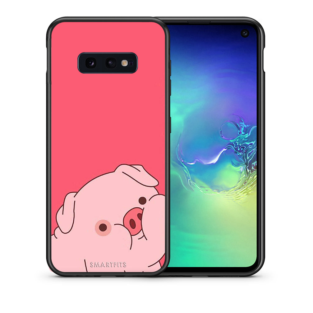Θήκη Αγίου Βαλεντίνου Samsung S10e Pig Love 1 από τη Smartfits με σχέδιο στο πίσω μέρος και μαύρο περίβλημα | Samsung S10e Pig Love 1 case with colorful back and black bezels