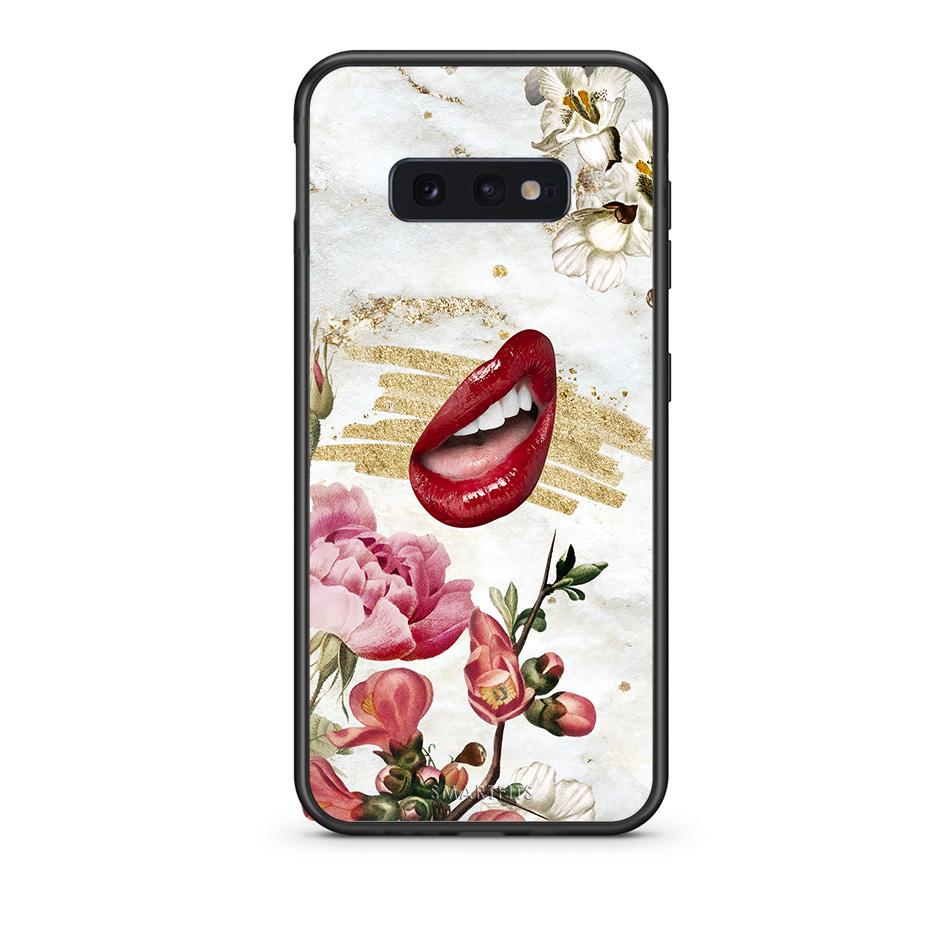 samsung s10e Red Lips θήκη από τη Smartfits με σχέδιο στο πίσω μέρος και μαύρο περίβλημα | Smartphone case with colorful back and black bezels by Smartfits