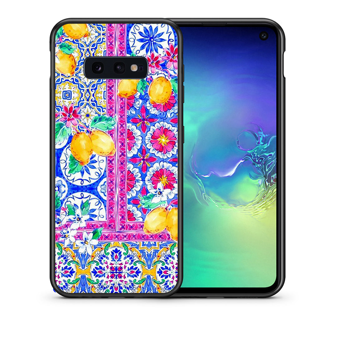 Θήκη Samsung S10e Retro Spring από τη Smartfits με σχέδιο στο πίσω μέρος και μαύρο περίβλημα | Samsung S10e Retro Spring case with colorful back and black bezels