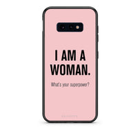 Thumbnail for samsung s10e Superpower Woman θήκη από τη Smartfits με σχέδιο στο πίσω μέρος και μαύρο περίβλημα | Smartphone case with colorful back and black bezels by Smartfits