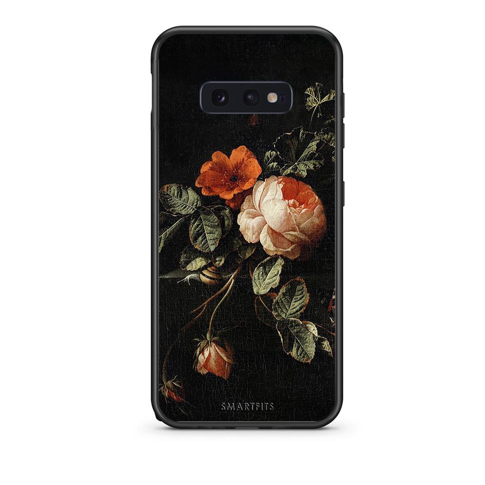 samsung s10e Vintage Roses θήκη από τη Smartfits με σχέδιο στο πίσω μέρος και μαύρο περίβλημα | Smartphone case with colorful back and black bezels by Smartfits