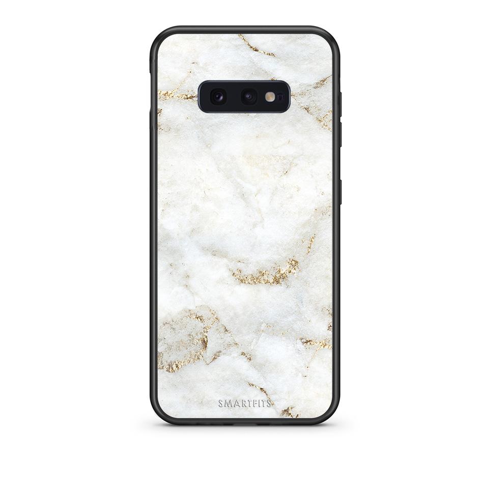 samsung s10e White Gold Marble θήκη από τη Smartfits με σχέδιο στο πίσω μέρος και μαύρο περίβλημα | Smartphone case with colorful back and black bezels by Smartfits