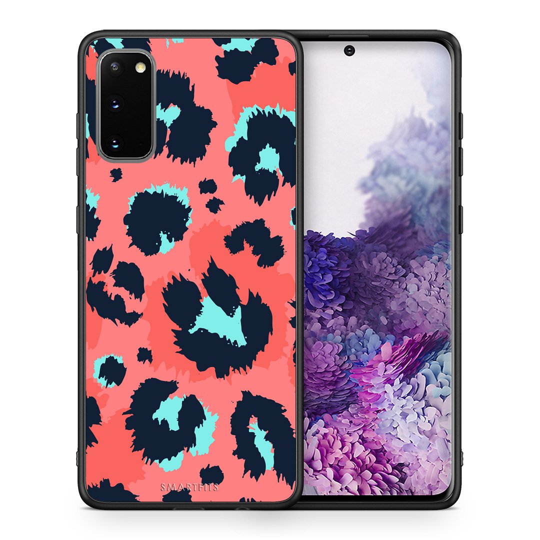 Θήκη Samsung S20 Pink Leopard Animal από τη Smartfits με σχέδιο στο πίσω μέρος και μαύρο περίβλημα | Samsung S20 Pink Leopard Animal case with colorful back and black bezels