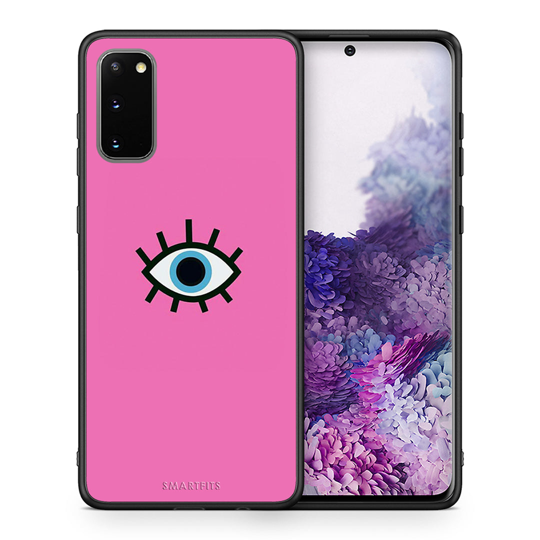 Θήκη Samsung S20 Blue Eye Pink από τη Smartfits με σχέδιο στο πίσω μέρος και μαύρο περίβλημα | Samsung S20 Blue Eye Pink case with colorful back and black bezels