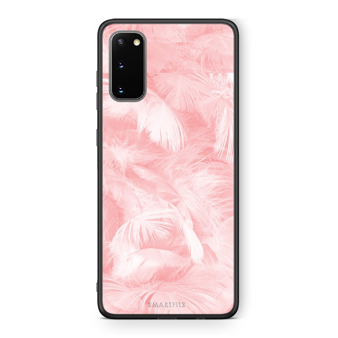 33 - Samsung S20 Pink Feather Boho case, cover, bumper