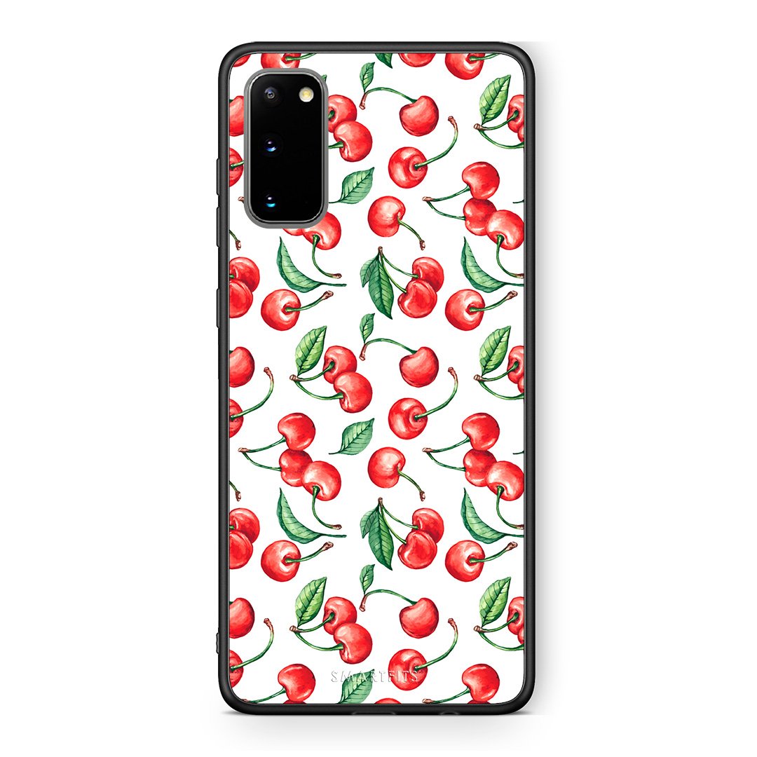 Samsung S20 Cherry Summer θήκη από τη Smartfits με σχέδιο στο πίσω μέρος και μαύρο περίβλημα | Smartphone case with colorful back and black bezels by Smartfits