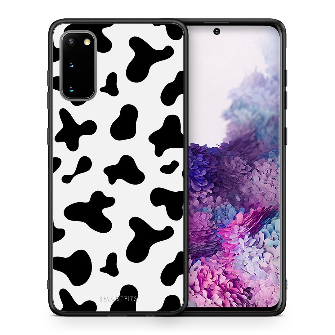 Θήκη Samsung S20 Cow Print από τη Smartfits με σχέδιο στο πίσω μέρος και μαύρο περίβλημα | Samsung S20 Cow Print case with colorful back and black bezels