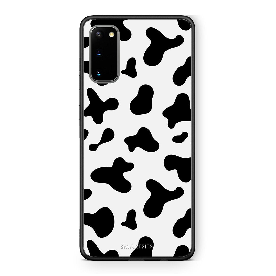 Samsung S20 Cow Print θήκη από τη Smartfits με σχέδιο στο πίσω μέρος και μαύρο περίβλημα | Smartphone case with colorful back and black bezels by Smartfits