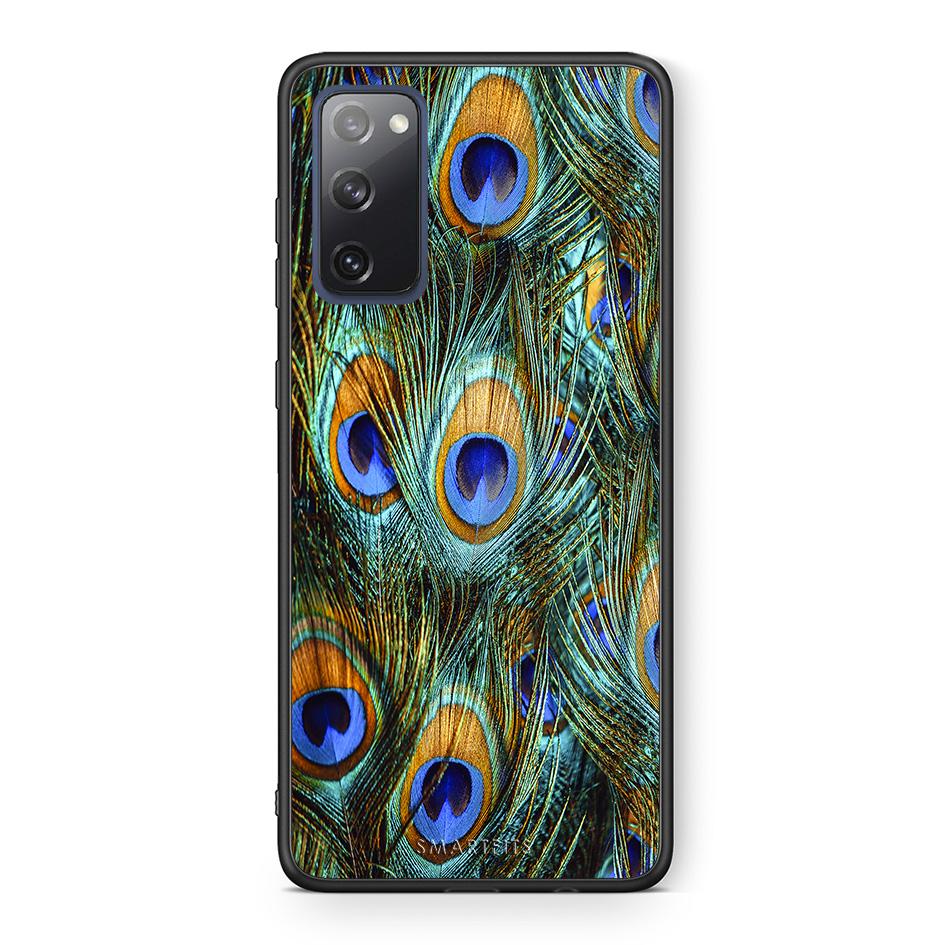 Θήκη Samsung S20 FE Real Peacock Feathers από τη Smartfits με σχέδιο στο πίσω μέρος και μαύρο περίβλημα | Samsung S20 FE Real Peacock Feathers case with colorful back and black bezels