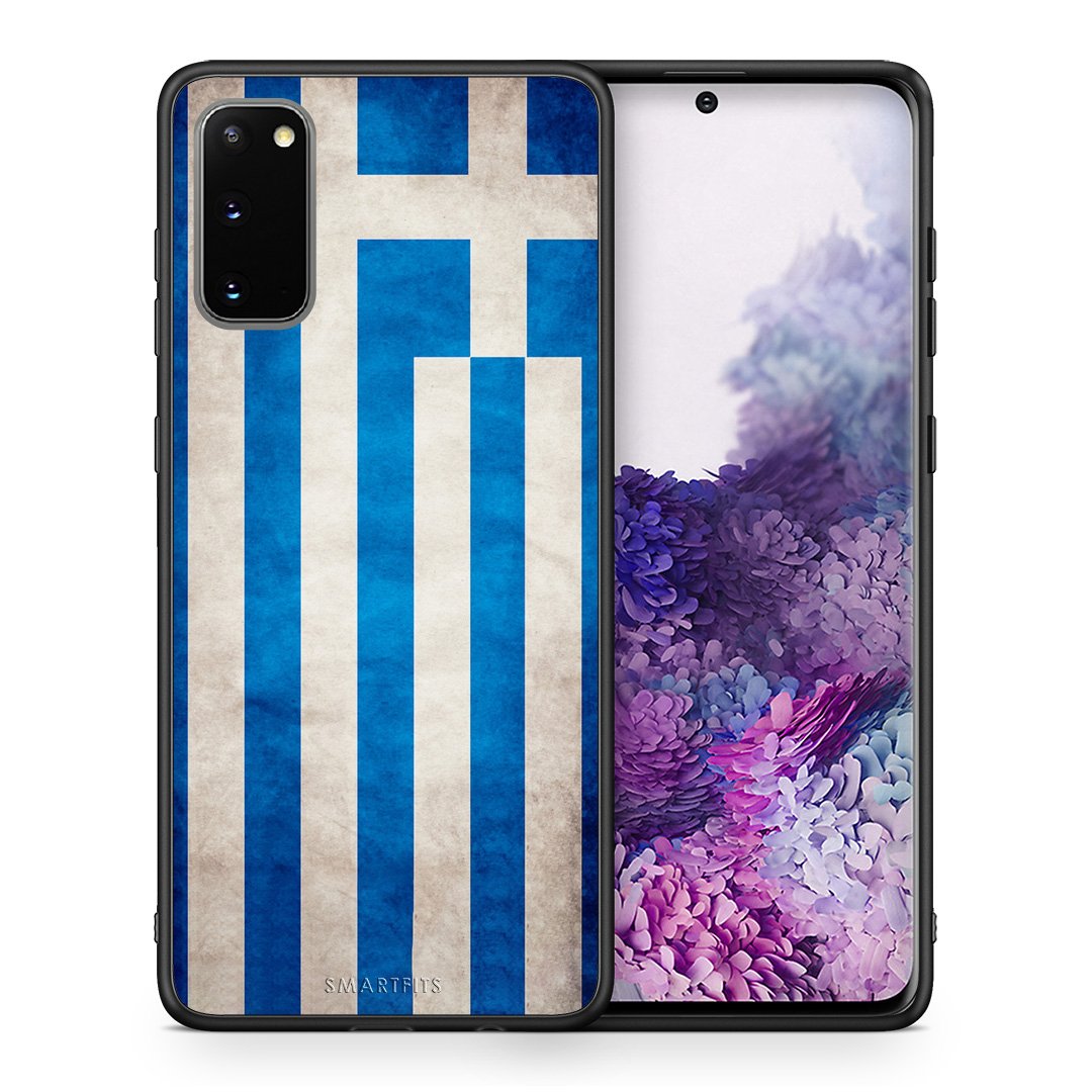 Θήκη Samsung S20 Greek Flag από τη Smartfits με σχέδιο στο πίσω μέρος και μαύρο περίβλημα | Samsung S20 Greek Flag case with colorful back and black bezels