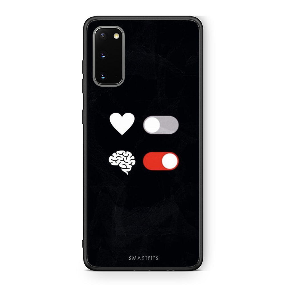 Samsung S20 Heart Vs Brain Θήκη Αγίου Βαλεντίνου από τη Smartfits με σχέδιο στο πίσω μέρος και μαύρο περίβλημα | Smartphone case with colorful back and black bezels by Smartfits