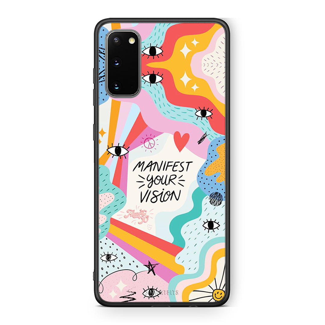 Samsung S20 Manifest Your Vision θήκη από τη Smartfits με σχέδιο στο πίσω μέρος και μαύρο περίβλημα | Smartphone case with colorful back and black bezels by Smartfits