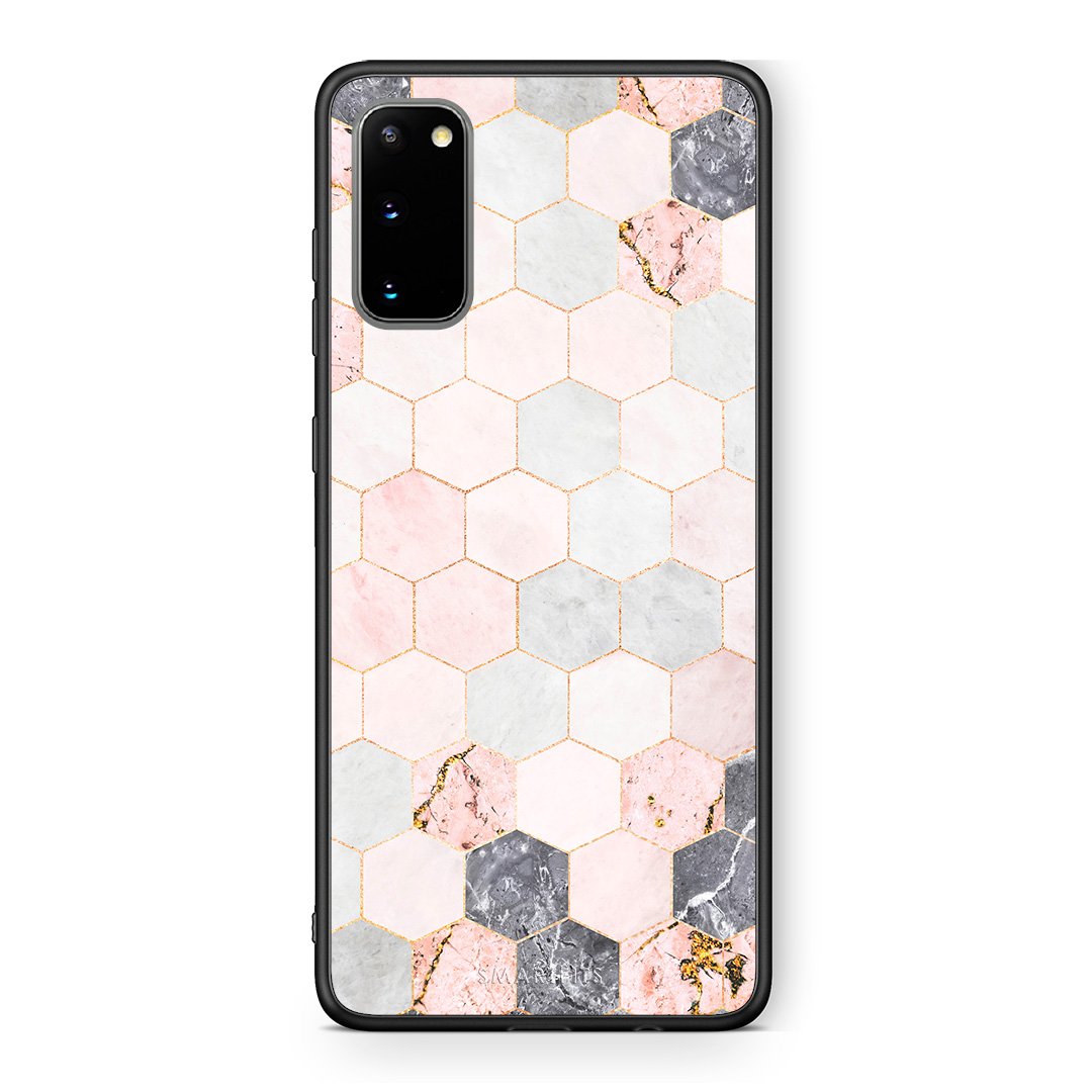 4 - Samsung S20 Hexagon Pink Marble case, cover, bumper