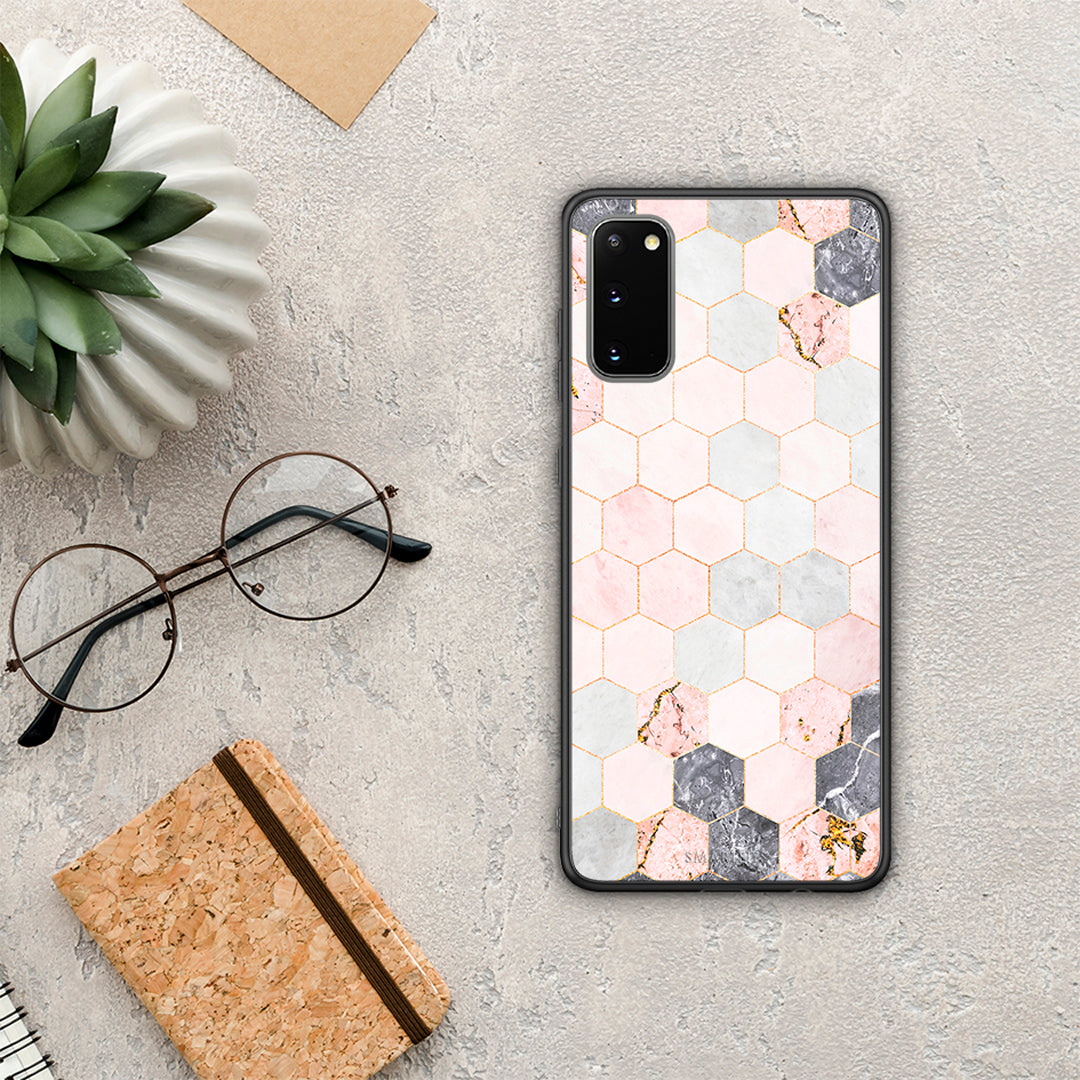 Marble Hexagon Pink - Samsung Galaxy S20 case