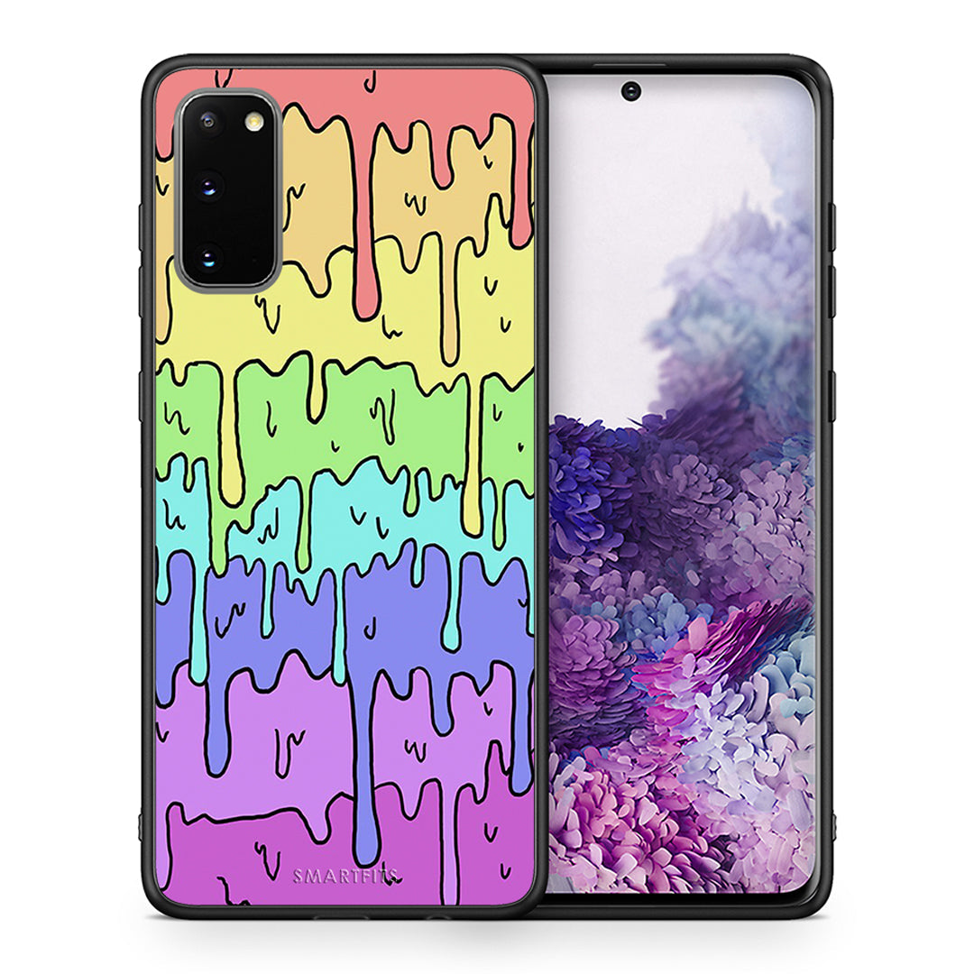 Θήκη Samsung S20 Melting Rainbow από τη Smartfits με σχέδιο στο πίσω μέρος και μαύρο περίβλημα | Samsung S20 Melting Rainbow case with colorful back and black bezels