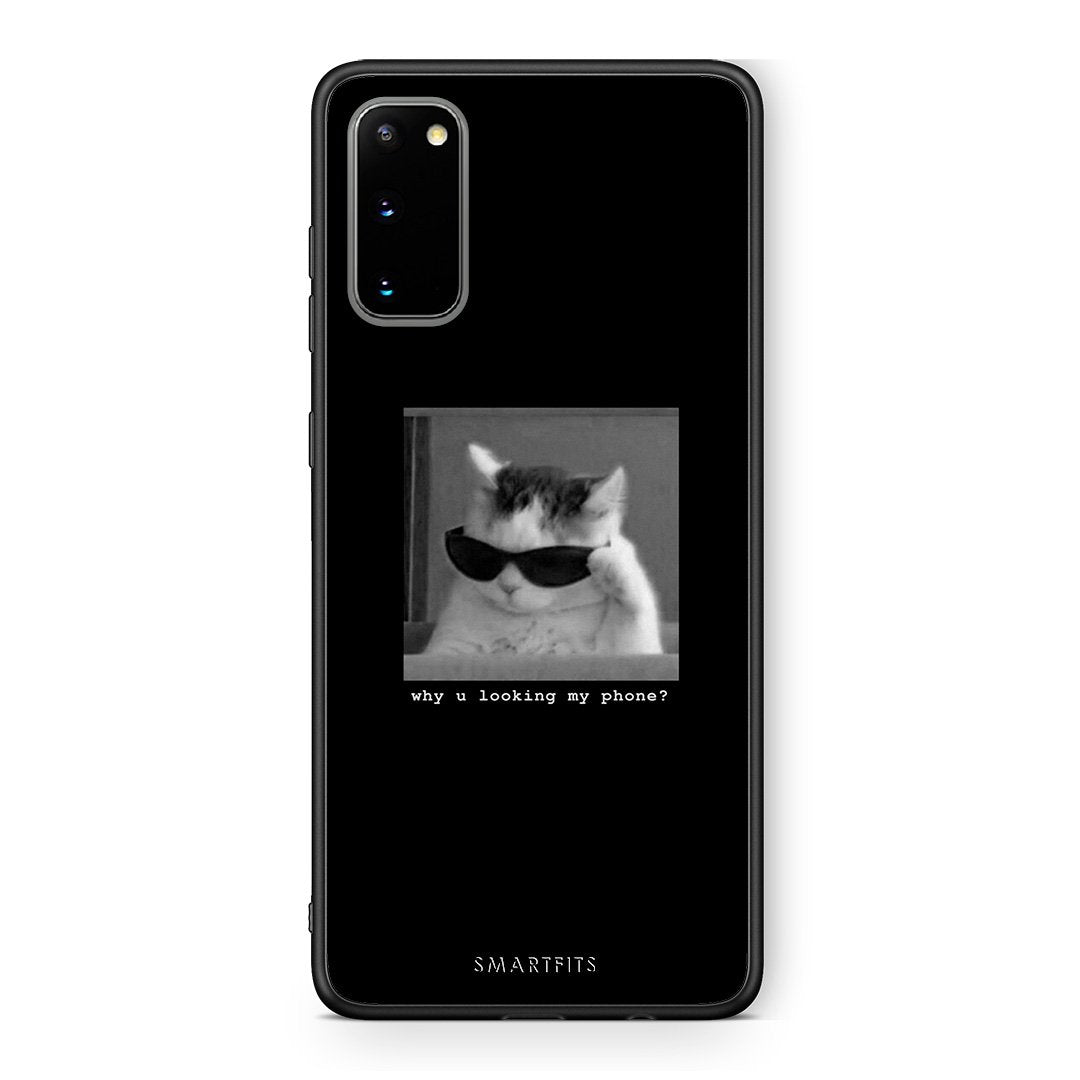 Samsung S20 Meme Cat θήκη από τη Smartfits με σχέδιο στο πίσω μέρος και μαύρο περίβλημα | Smartphone case with colorful back and black bezels by Smartfits