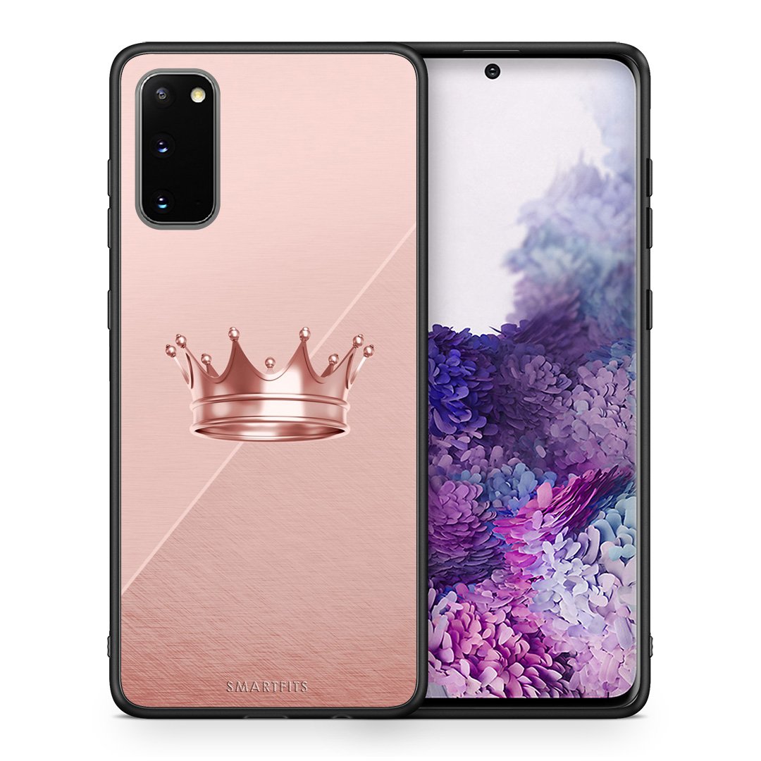 Θήκη Samsung S20 Crown Minimal από τη Smartfits με σχέδιο στο πίσω μέρος και μαύρο περίβλημα | Samsung S20 Crown Minimal case with colorful back and black bezels