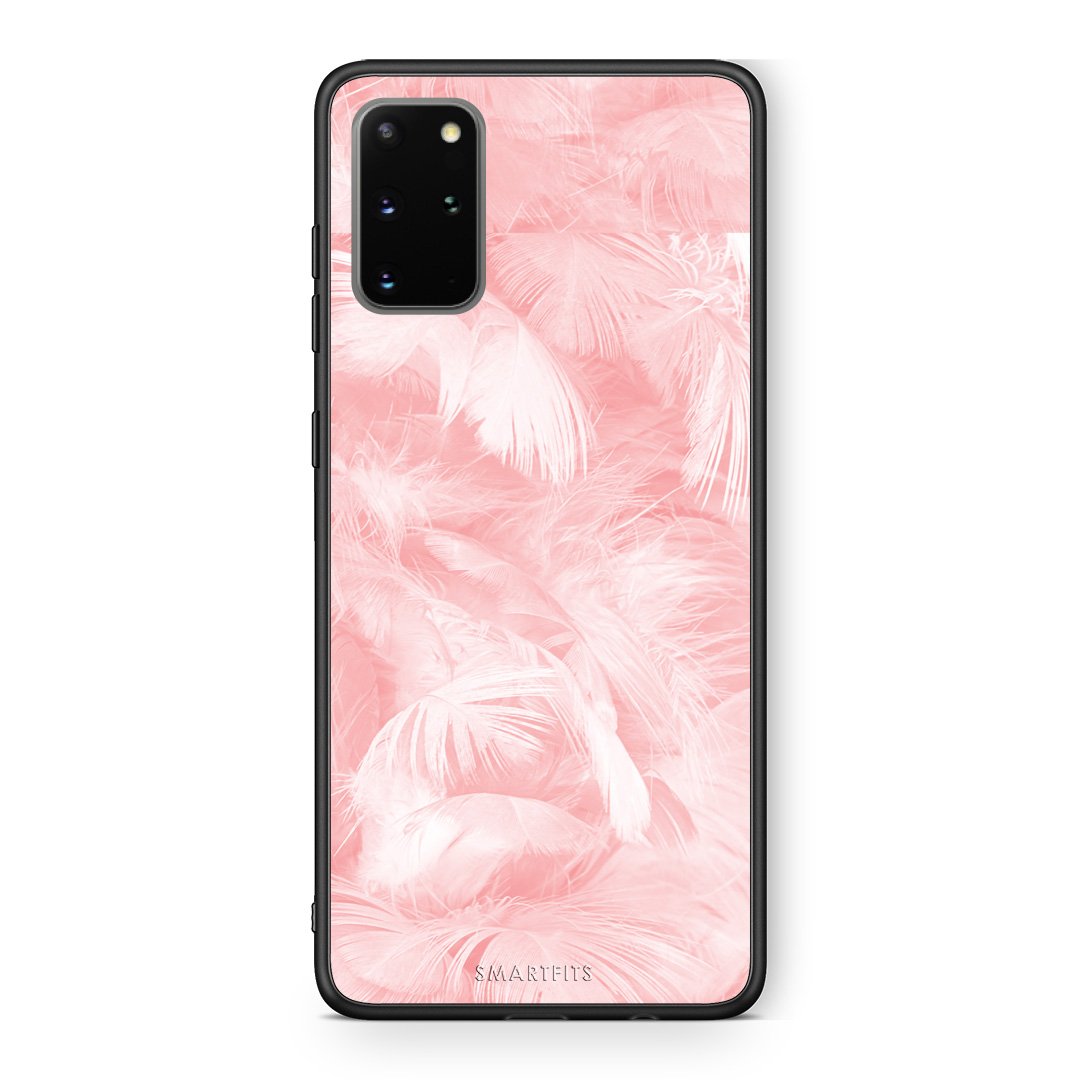 33 - Samsung S20 Plus Pink Feather Boho case, cover, bumper