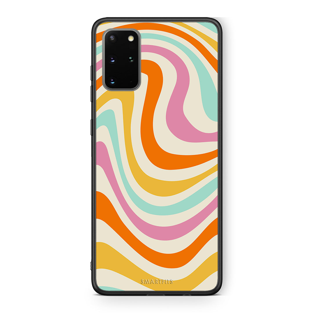 Samsung S20 Plus Colourful Waves θήκη από τη Smartfits με σχέδιο στο πίσω μέρος και μαύρο περίβλημα | Smartphone case with colorful back and black bezels by Smartfits