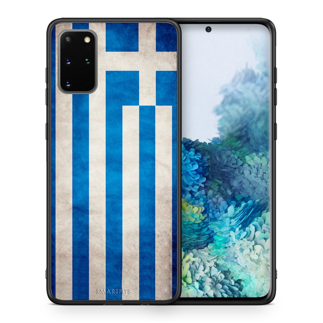 Θήκη Samsung S20 Plus Greek Flag από τη Smartfits με σχέδιο στο πίσω μέρος και μαύρο περίβλημα | Samsung S20 Plus Greek Flag case with colorful back and black bezels