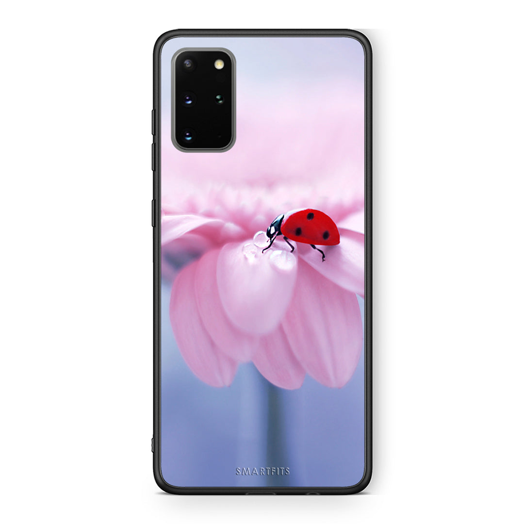 Samsung S20 Plus Ladybug Flower θήκη από τη Smartfits με σχέδιο στο πίσω μέρος και μαύρο περίβλημα | Smartphone case with colorful back and black bezels by Smartfits