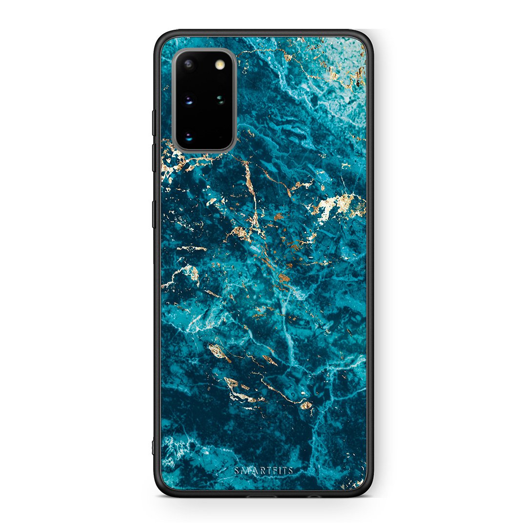 Samsung S20 Plus Marble Blue θήκη από τη Smartfits με σχέδιο στο πίσω μέρος και μαύρο περίβλημα | Smartphone case with colorful back and black bezels by Smartfits