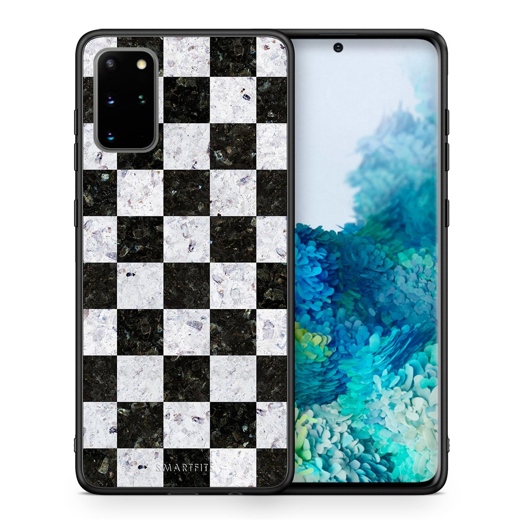 Θήκη Samsung S20 Plus Square Geometric Marble από τη Smartfits με σχέδιο στο πίσω μέρος και μαύρο περίβλημα | Samsung S20 Plus Square Geometric Marble case with colorful back and black bezels