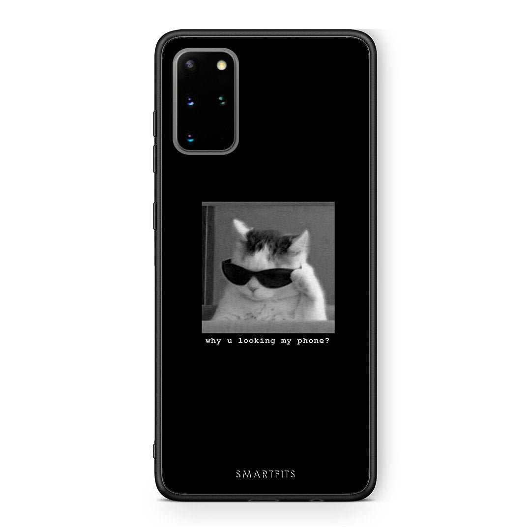 Samsung S20 Plus Meme Cat θήκη από τη Smartfits με σχέδιο στο πίσω μέρος και μαύρο περίβλημα | Smartphone case with colorful back and black bezels by Smartfits