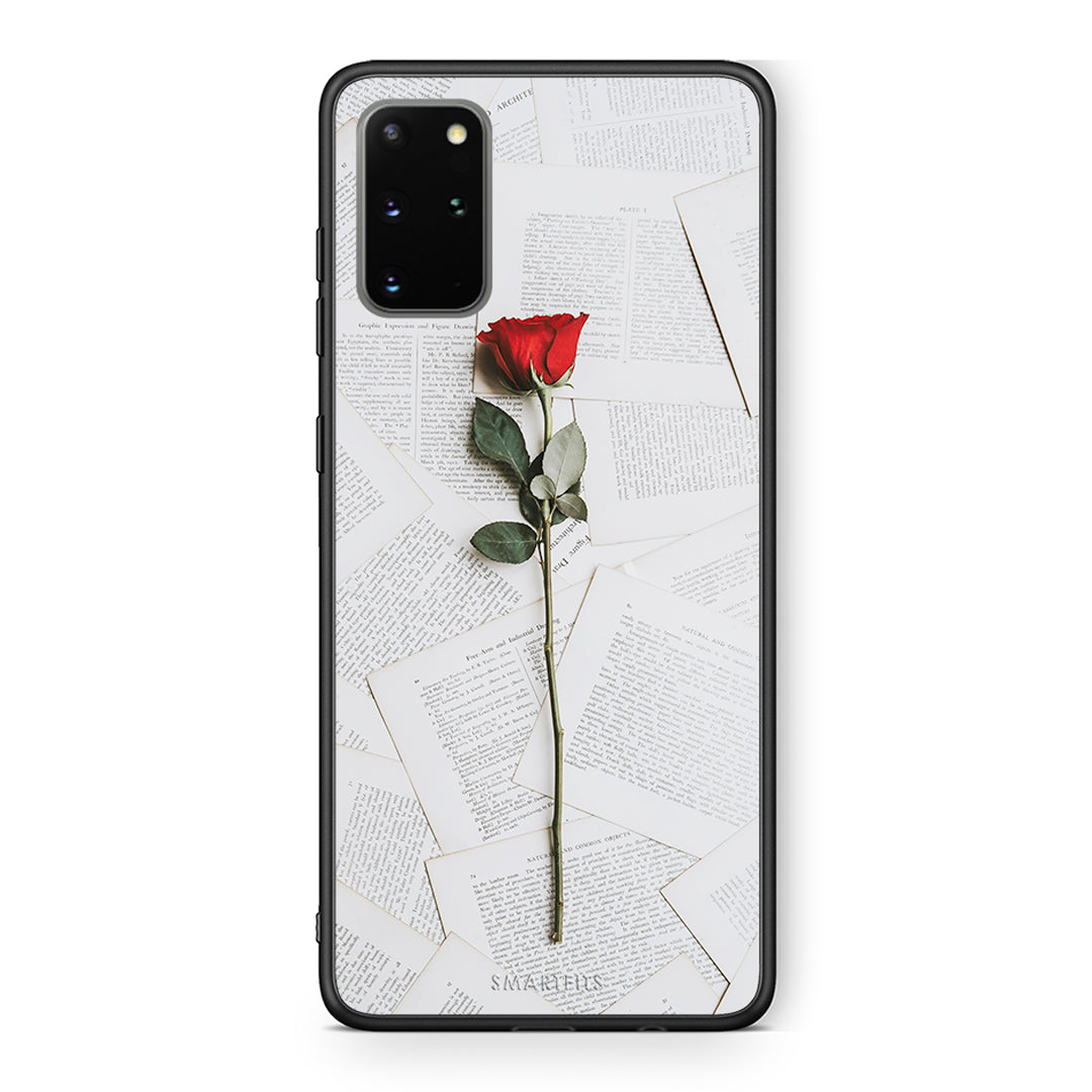 Samsung S20 Plus Red Rose θήκη από τη Smartfits με σχέδιο στο πίσω μέρος και μαύρο περίβλημα | Smartphone case with colorful back and black bezels by Smartfits