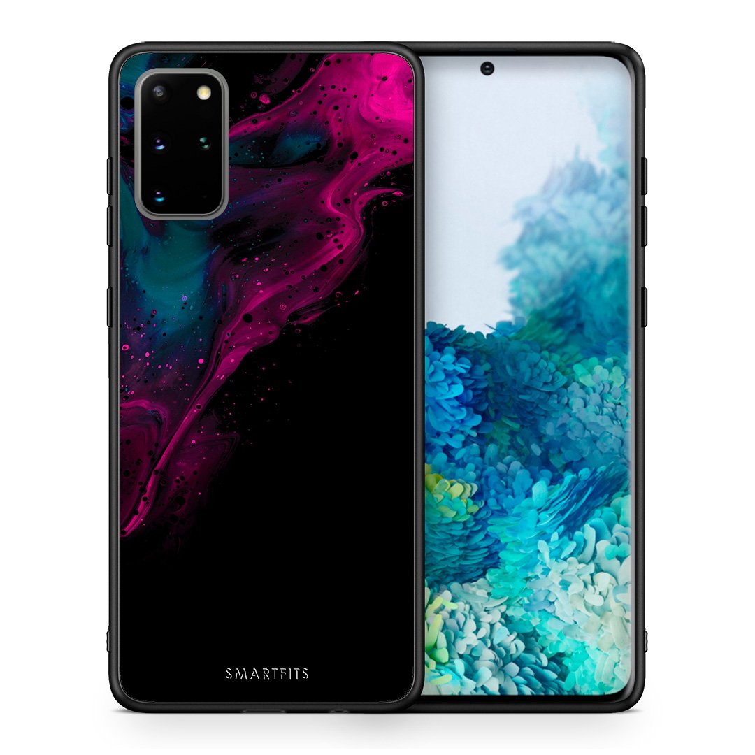 Θήκη Samsung S20 Plus Pink Black Watercolor από τη Smartfits με σχέδιο στο πίσω μέρος και μαύρο περίβλημα | Samsung S20 Plus Pink Black Watercolor case with colorful back and black bezels