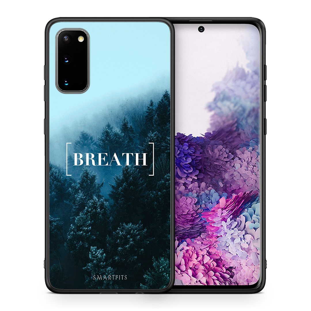 Θήκη Samsung S20 Breath Quote από τη Smartfits με σχέδιο στο πίσω μέρος και μαύρο περίβλημα | Samsung S20 Breath Quote case with colorful back and black bezels