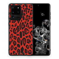 Thumbnail for Θήκη Samsung S20 Ultra Red Leopard Animal από τη Smartfits με σχέδιο στο πίσω μέρος και μαύρο περίβλημα | Samsung S20 Ultra Red Leopard Animal case with colorful back and black bezels
