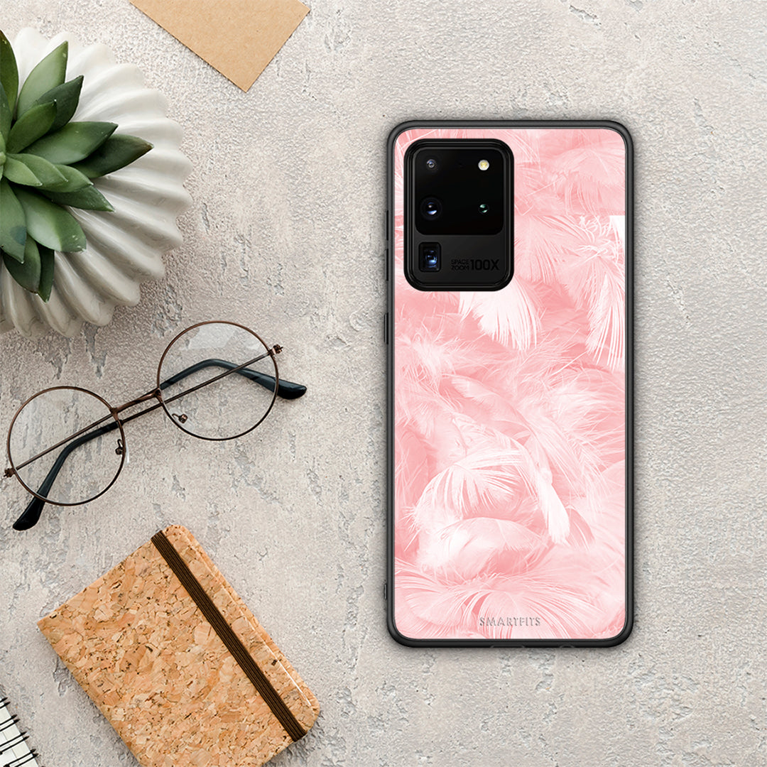 Boho Pink Feather - Samsung Galaxy S20 Ultra case