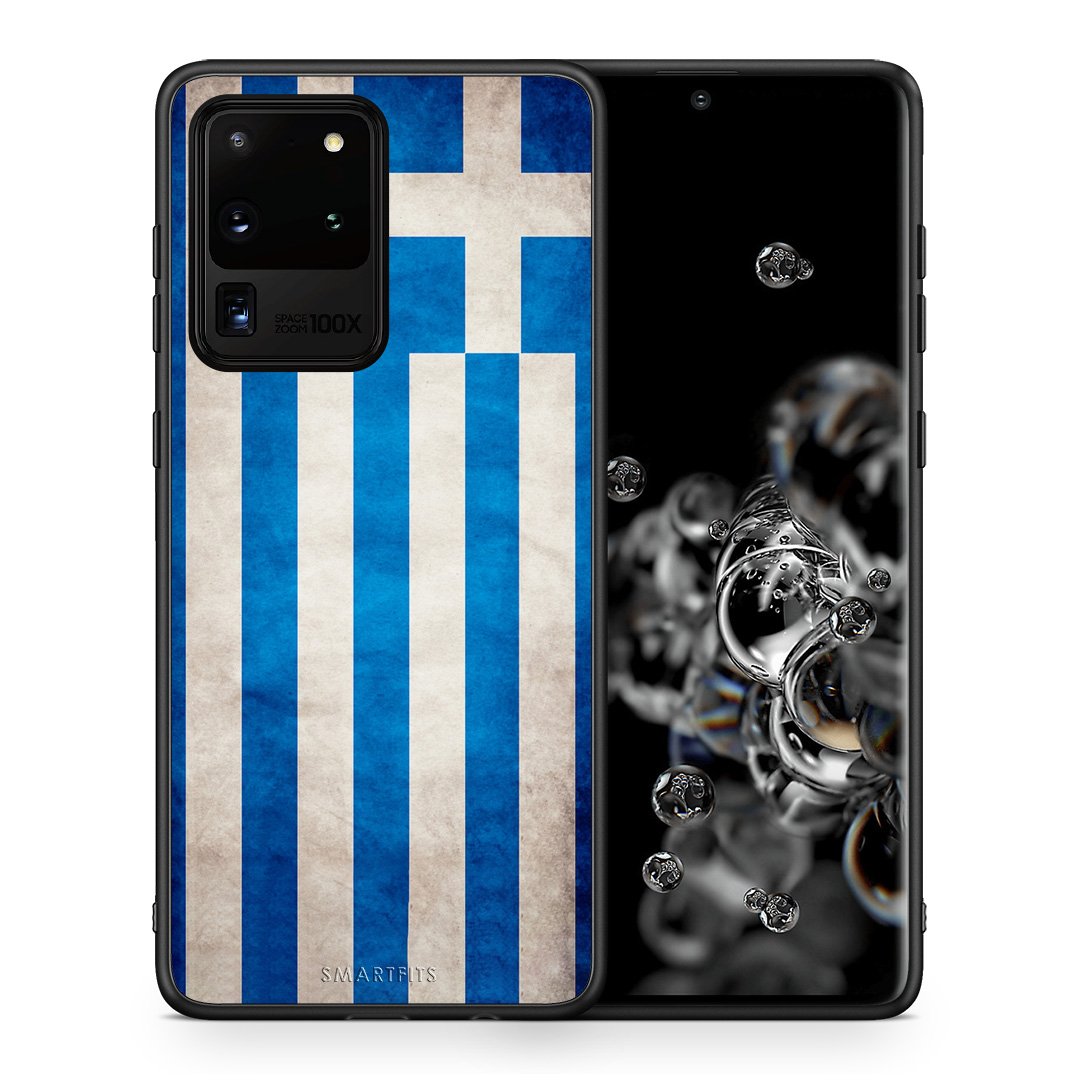 Θήκη Samsung S20 Ultra Greek Flag από τη Smartfits με σχέδιο στο πίσω μέρος και μαύρο περίβλημα | Samsung S20 Ultra Greek Flag case with colorful back and black bezels