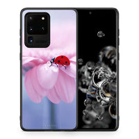 Thumbnail for Θήκη Samsung S20 Ultra Ladybug Flower από τη Smartfits με σχέδιο στο πίσω μέρος και μαύρο περίβλημα | Samsung S20 Ultra Ladybug Flower case with colorful back and black bezels