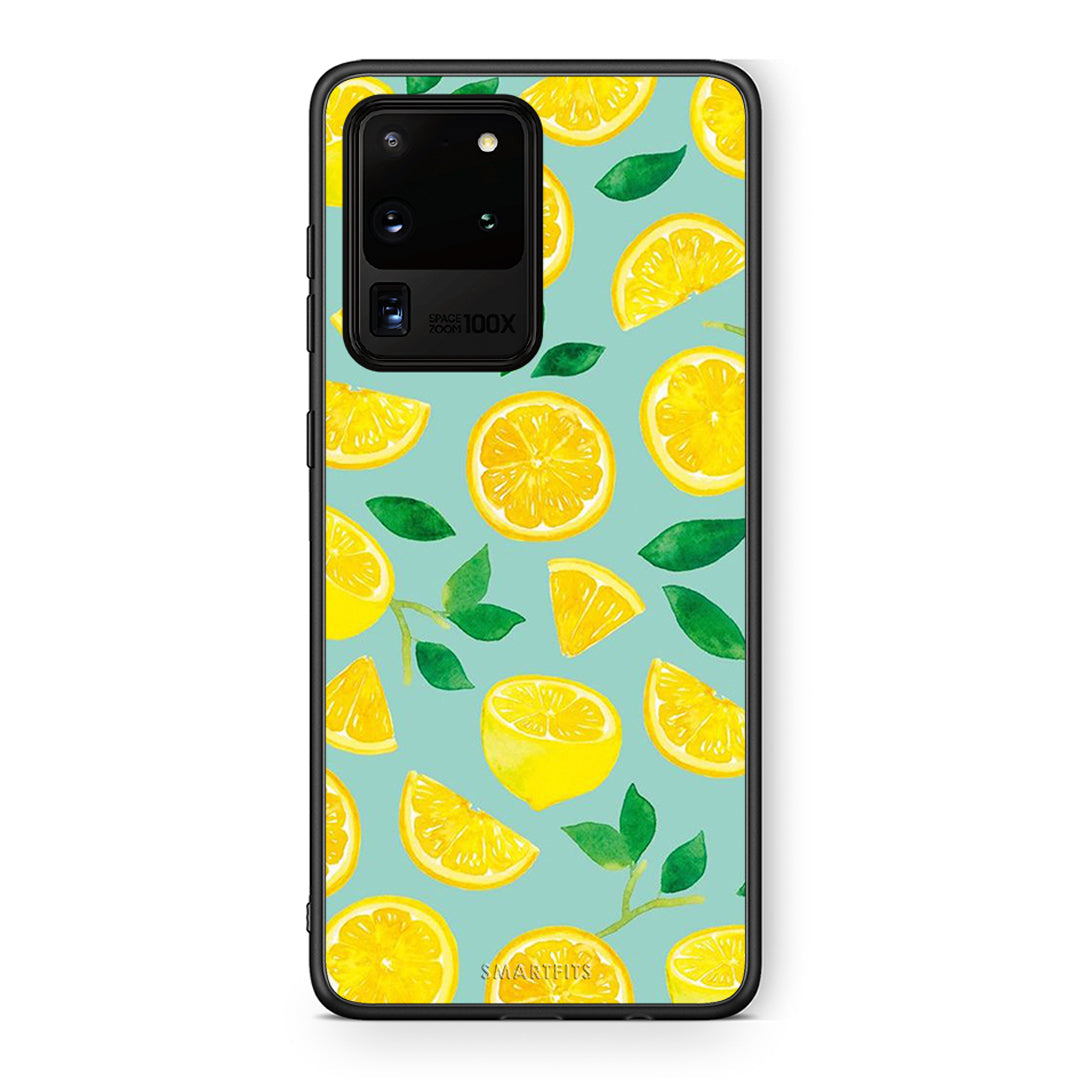 Samsung S20 Ultra Lemons θήκη από τη Smartfits με σχέδιο στο πίσω μέρος και μαύρο περίβλημα | Smartphone case with colorful back and black bezels by Smartfits