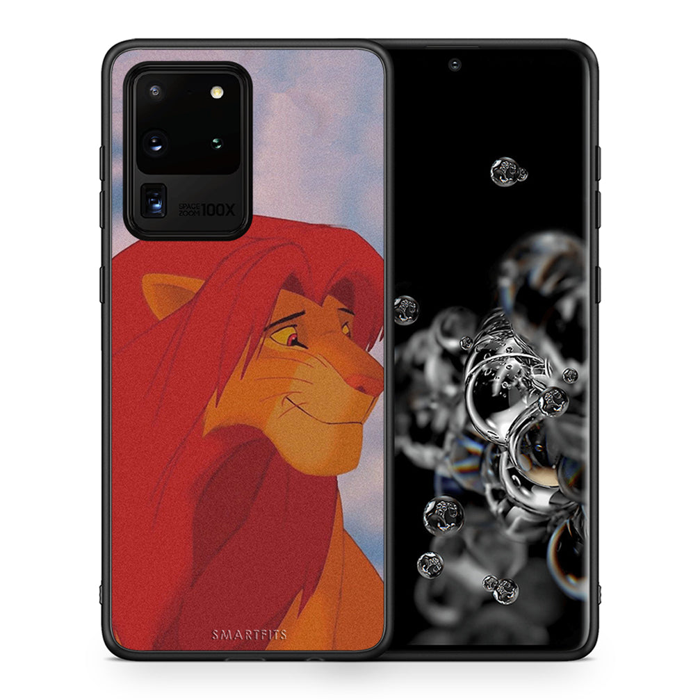 Θήκη Αγίου Βαλεντίνου Samsung S20 Ultra Lion Love 1 από τη Smartfits με σχέδιο στο πίσω μέρος και μαύρο περίβλημα | Samsung S20 Ultra Lion Love 1 case with colorful back and black bezels