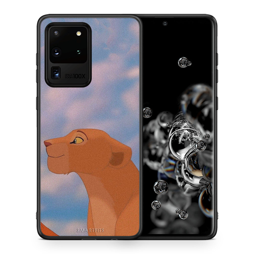 Θήκη Αγίου Βαλεντίνου Samsung S20 Ultra Lion Love 2 από τη Smartfits με σχέδιο στο πίσω μέρος και μαύρο περίβλημα | Samsung S20 Ultra Lion Love 2 case with colorful back and black bezels