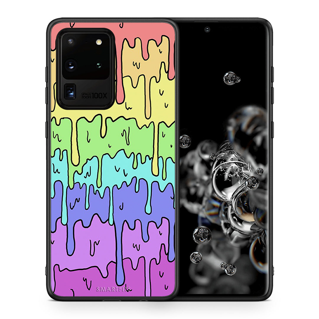 Θήκη Samsung S20 Ultra Melting Rainbow από τη Smartfits με σχέδιο στο πίσω μέρος και μαύρο περίβλημα | Samsung S20 Ultra Melting Rainbow case with colorful back and black bezels