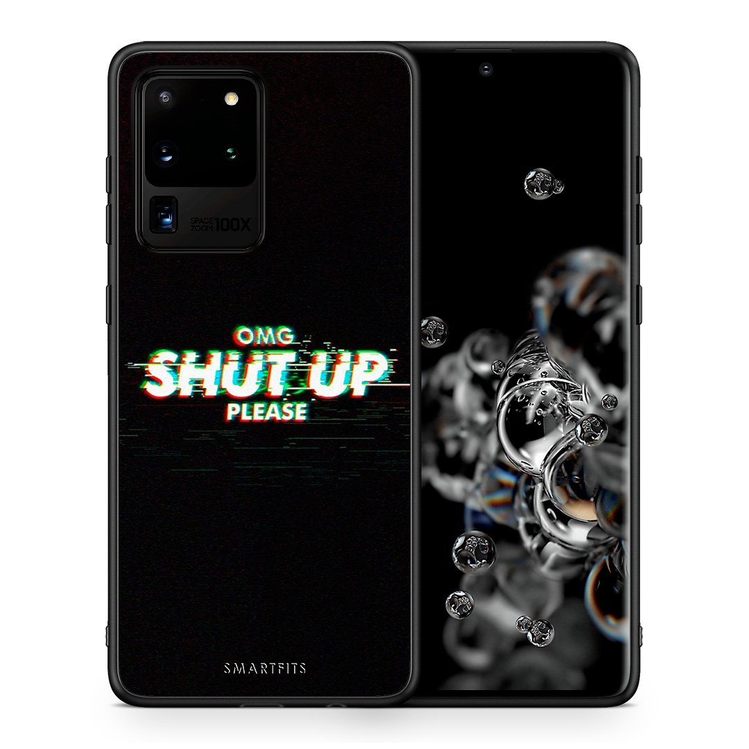 Θήκη Samsung S20 Ultra OMG ShutUp από τη Smartfits με σχέδιο στο πίσω μέρος και μαύρο περίβλημα | Samsung S20 Ultra OMG ShutUp case with colorful back and black bezels