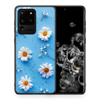 Thumbnail for Θήκη Samsung S20 Ultra Real Daisies από τη Smartfits με σχέδιο στο πίσω μέρος και μαύρο περίβλημα | Samsung S20 Ultra Real Daisies case with colorful back and black bezels