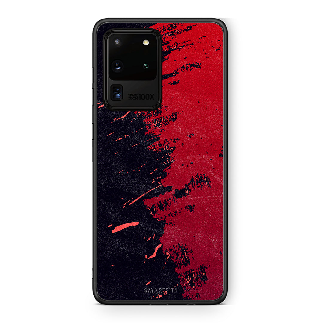 Samsung S20 Ultra Red Paint Θήκη Αγίου Βαλεντίνου από τη Smartfits με σχέδιο στο πίσω μέρος και μαύρο περίβλημα | Smartphone case with colorful back and black bezels by Smartfits