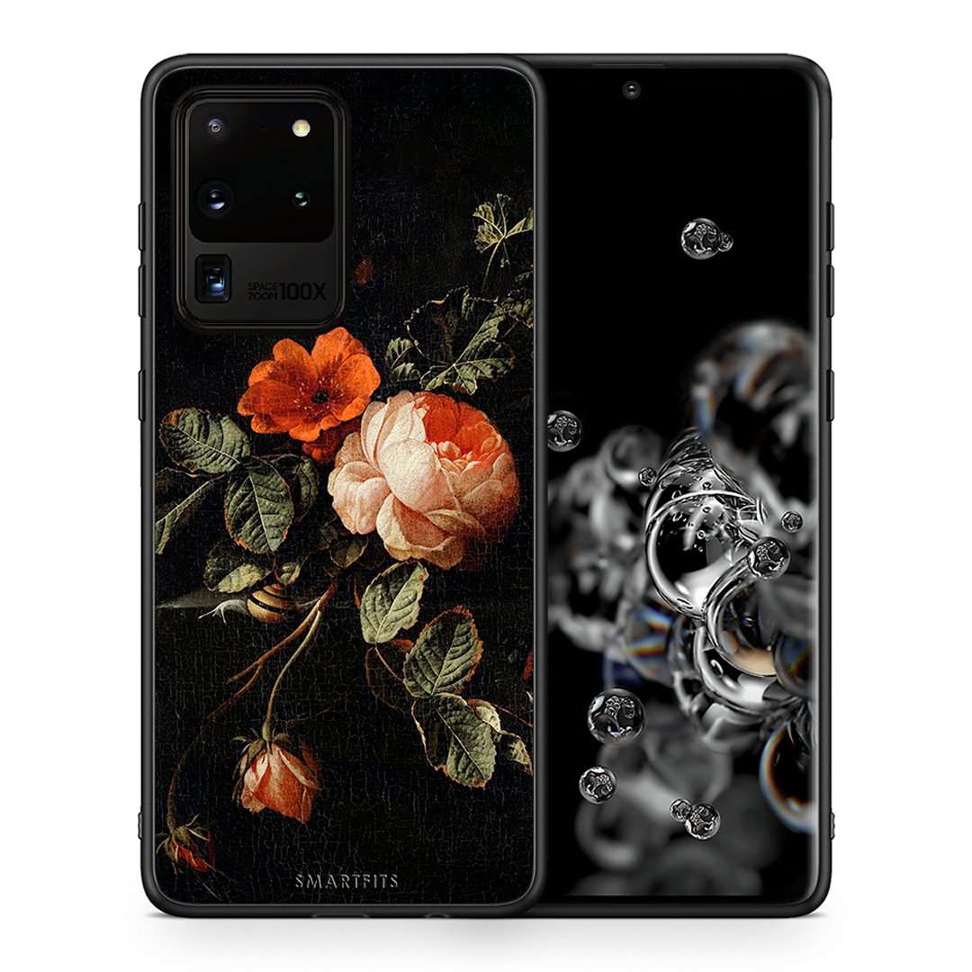 Θήκη Samsung S20 Ultra Vintage Roses από τη Smartfits με σχέδιο στο πίσω μέρος και μαύρο περίβλημα | Samsung S20 Ultra Vintage Roses case with colorful back and black bezels